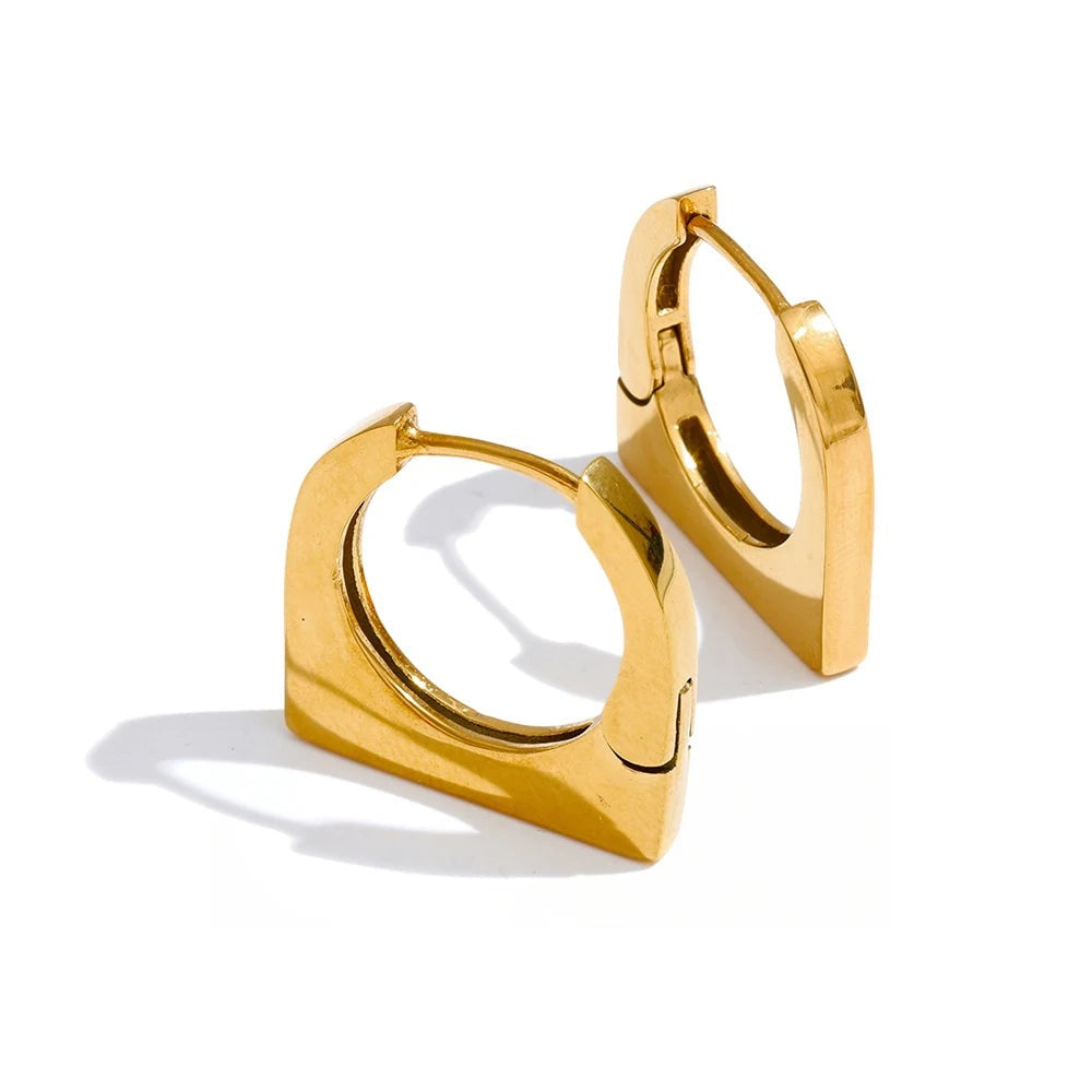 Gold-plated stainless steel earrings with a unique design.