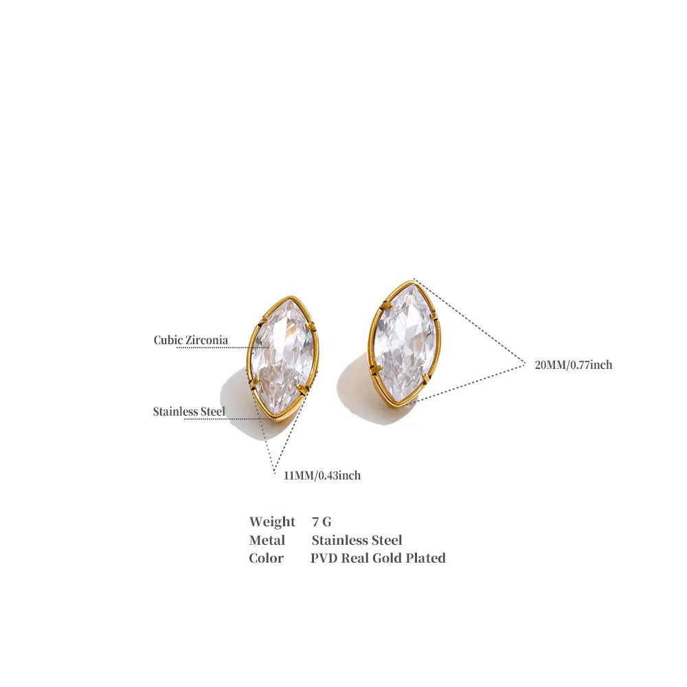 Cubic Zirconia Geometric Earrings — Gold-Plated Stainless Steel with Cubic Zirconia · PS1344