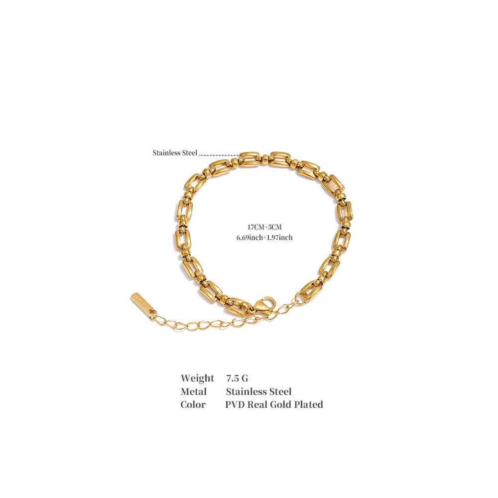 Geometric Chain Bracelet — Gold-Plated Stainless Steel · PS1629