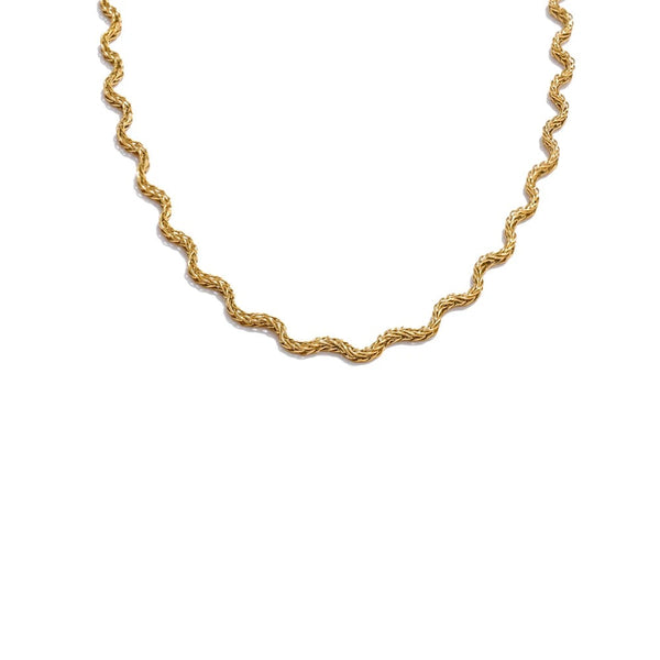 Gold-plated stainless steel necklace with a chain design.