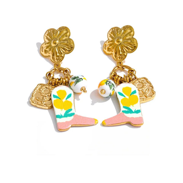 Flower Earrings — Gold-Plated Stainless Steel · PS1090