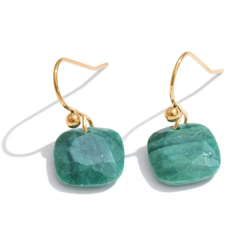 Gold-plated earrings with natural stone accents.