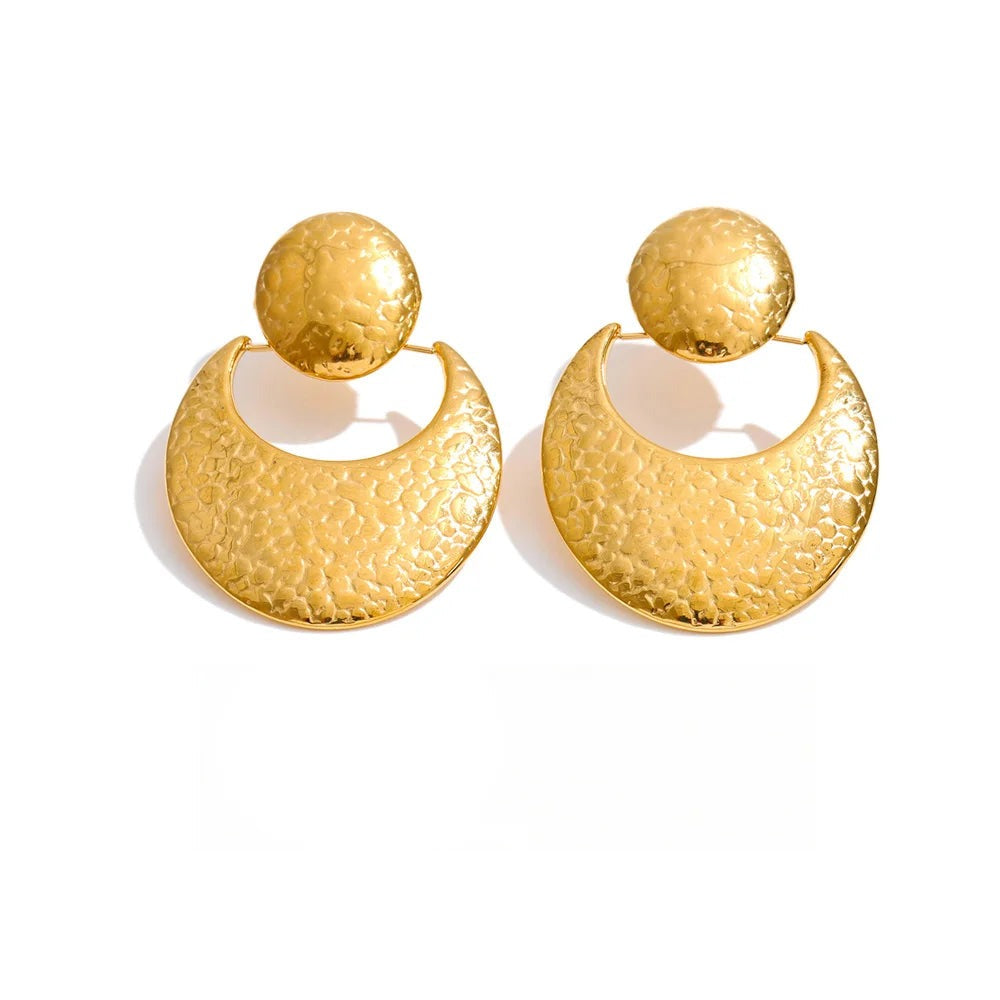 Gold-plated stainless steel earrings with a moon shape design.