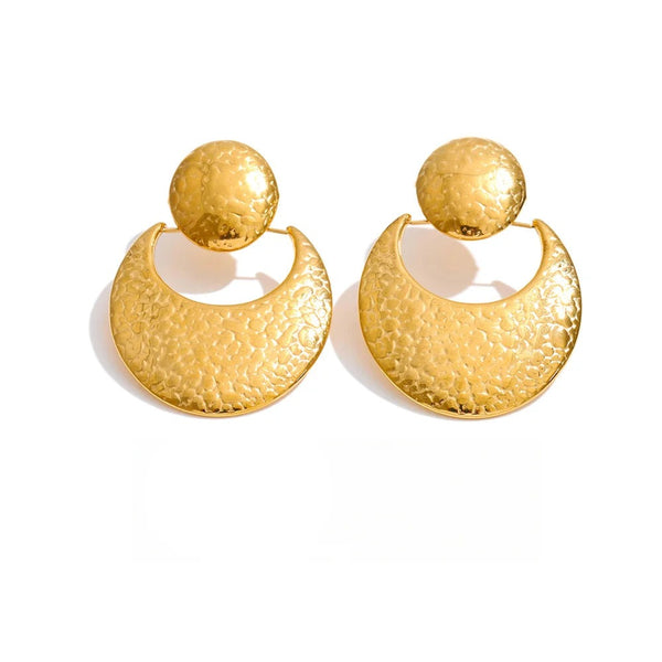 Gold-plated stainless steel earrings with a moon shape design.