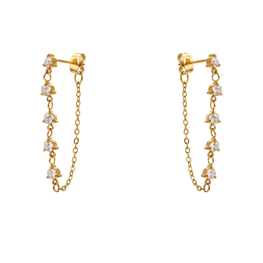 Gold-plated earrings with cubic zirconia stones.