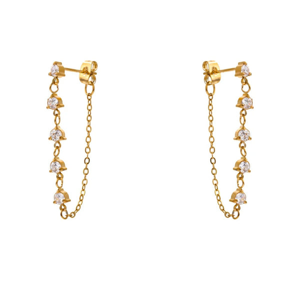 Gold-plated earrings with cubic zirconia stones.