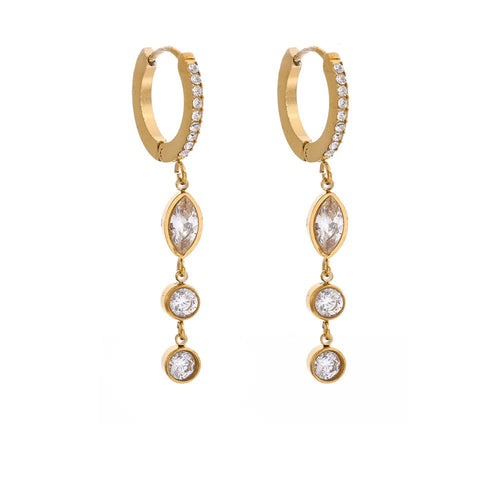 Gold-plated stainless steel earrings with cubic zirconia stones.