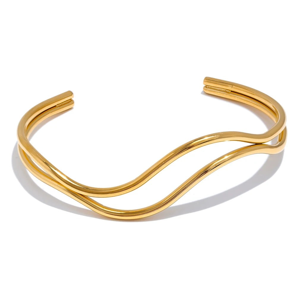 Geometric Layered Bracelet — Gold-Plated Stainless Steel · PS1626