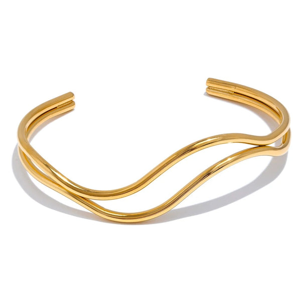 Geometric Layered Bracelet — Gold-Plated Stainless Steel · PS1626