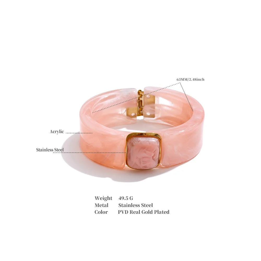 Resin Acrylic Geometric Bracelet — Gold-Plated Stainless Steel with Resin and Acrylic · PS1651