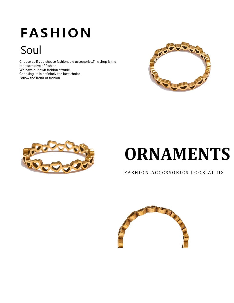 Heart minimalist ring in 18K gold-plated stainless steel.