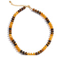 Natural stone beaded geometric necklace in gold-plated stainless steel with natural stone.