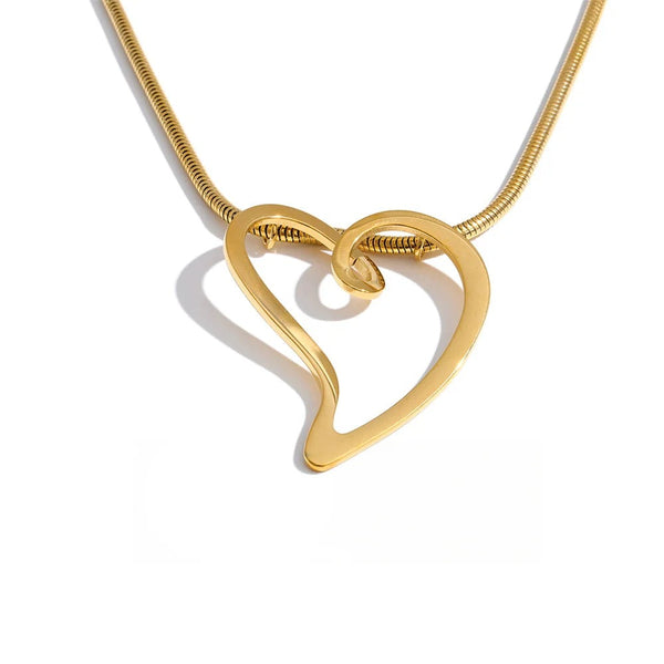 Gold-plated stainless steel necklace featuring a heart pendant.