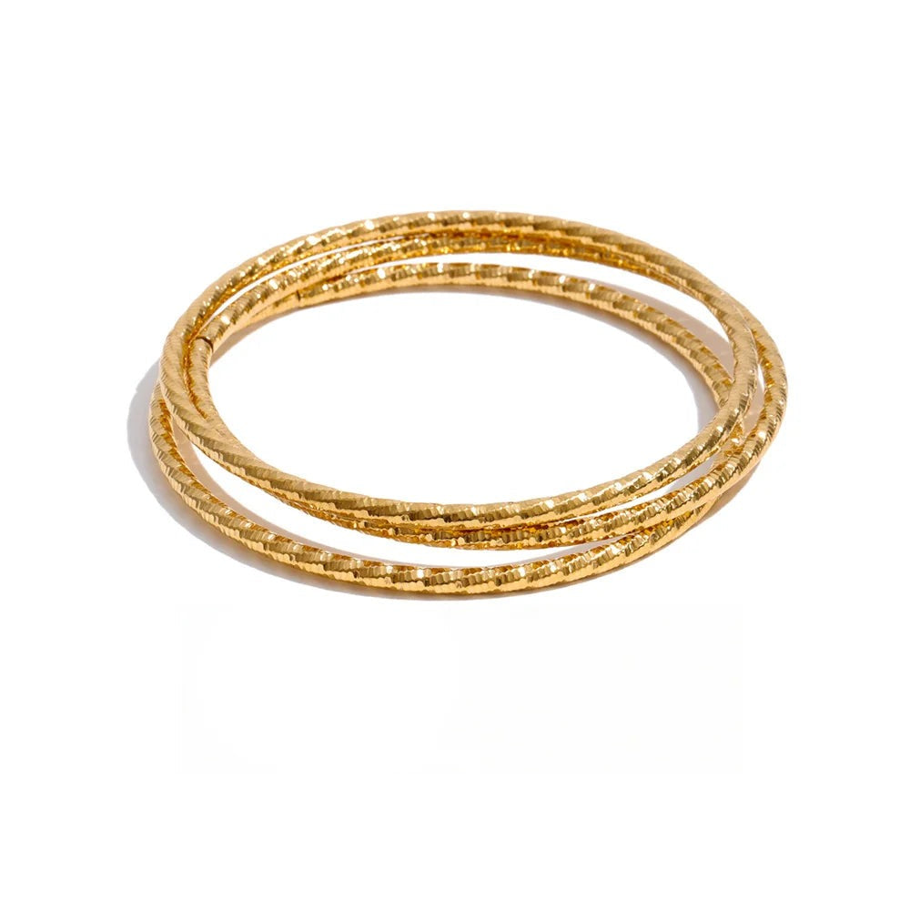 Geometric Layered Bracelet — Gold-Plated Stainless Steel · PS1635