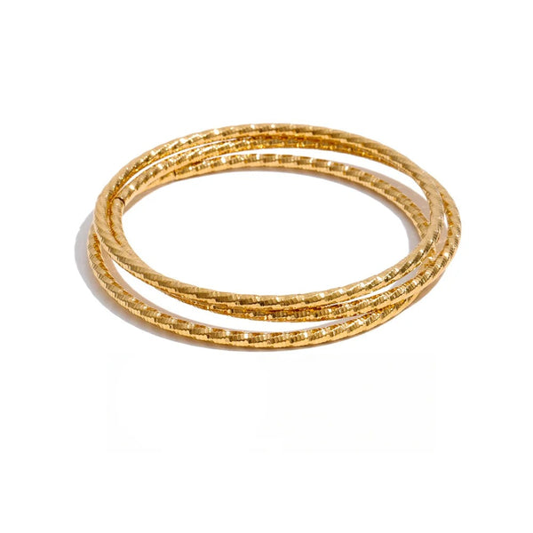 Geometric Layered Bracelet — Gold-Plated Stainless Steel · PS1635