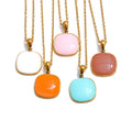 Gold-plated stainless steel necklace with colorful stones.