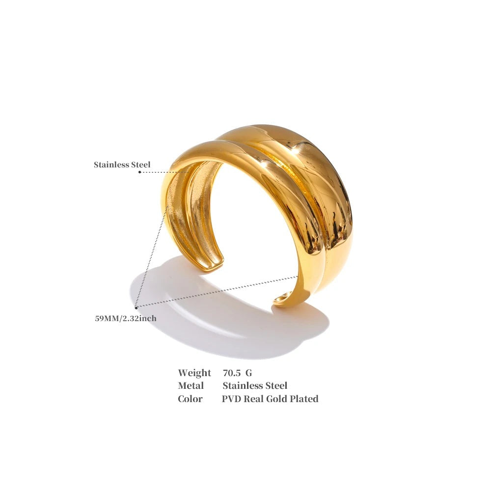 Geometric Layered Bracelet — 18K Gold-Plated Stainless Steel · PS2054