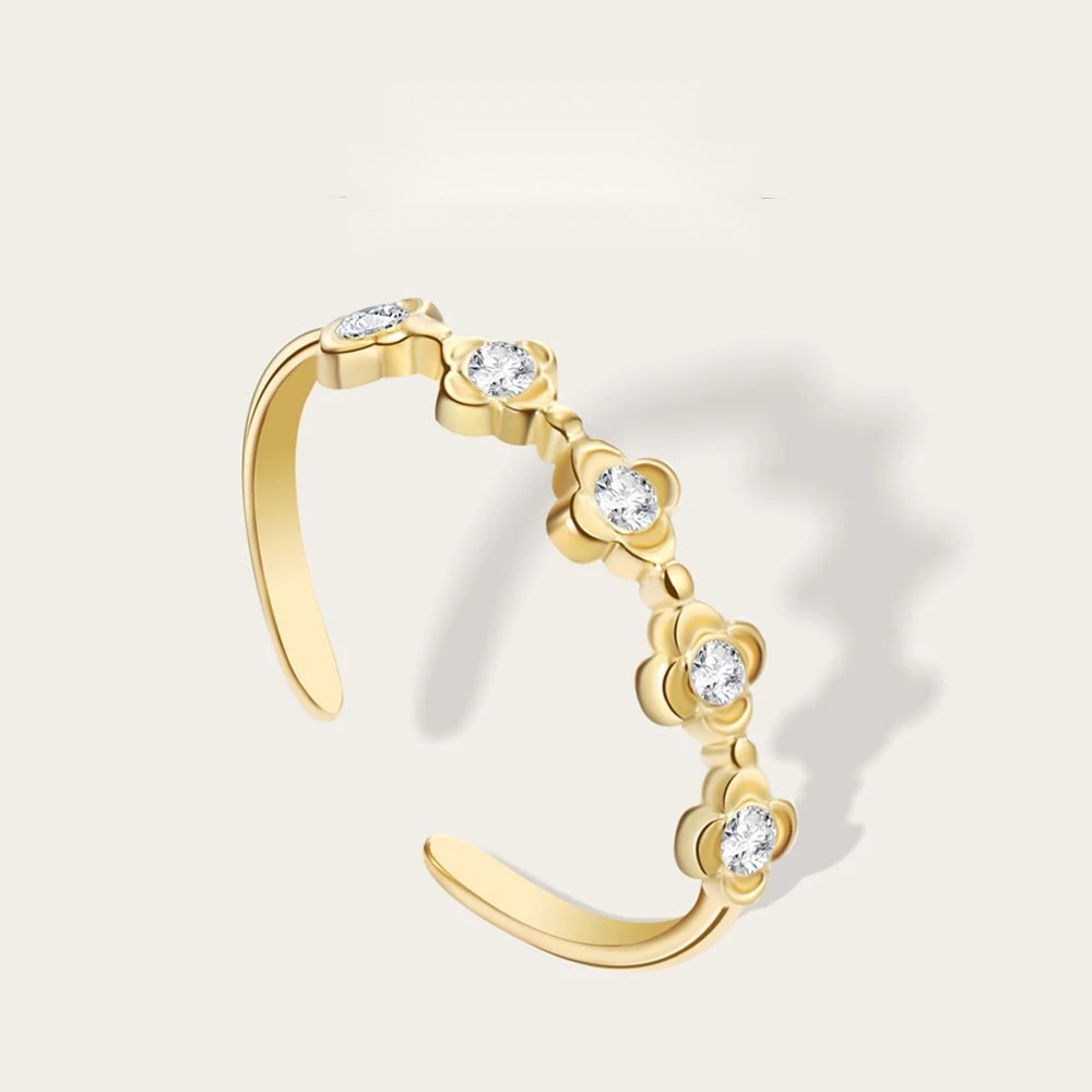 Floral Zircon Ring — 316L Stainless Steel · PS432