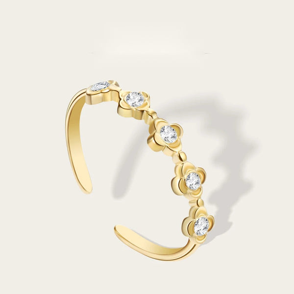 Floral Zircon Ring — 316L Stainless Steel · PS432