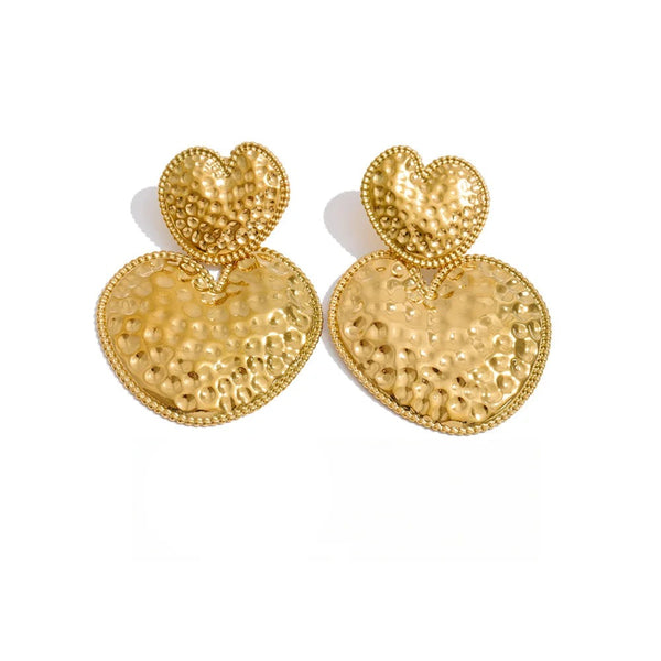 Gold-plated stainless steel heart earrings.