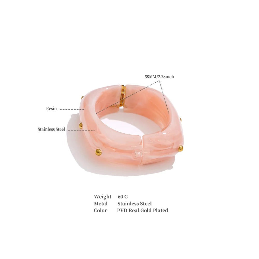 Resin Acrylic Geometric Bracelet — Gold-Plated Stainless Steel with Resin and Acrylic · PS1469