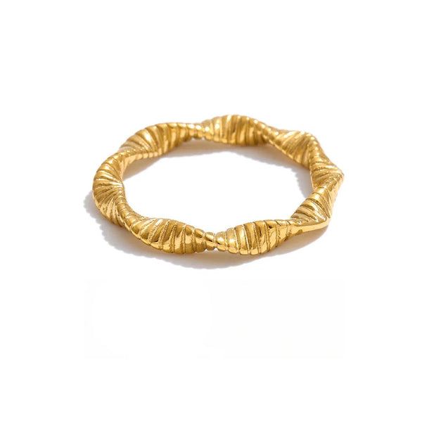 Gold-plated ring with a twisted band.