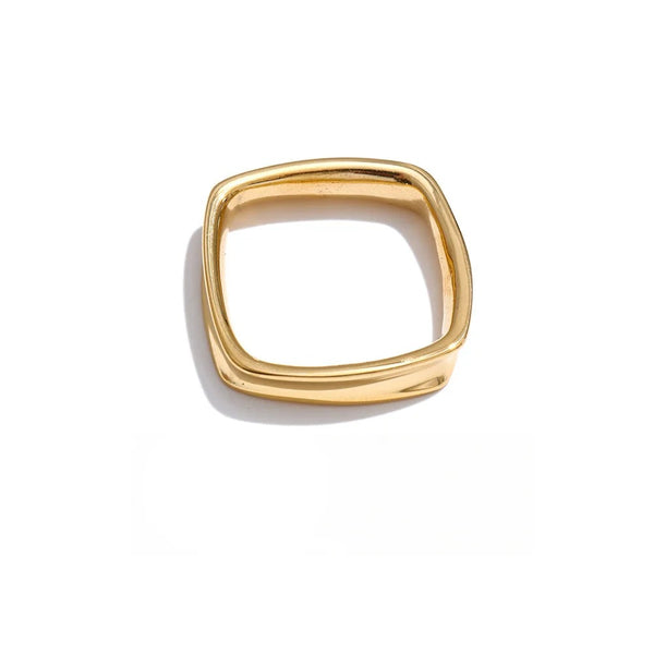 Gold-plated stainless steel ring with a simple, minimalist design.