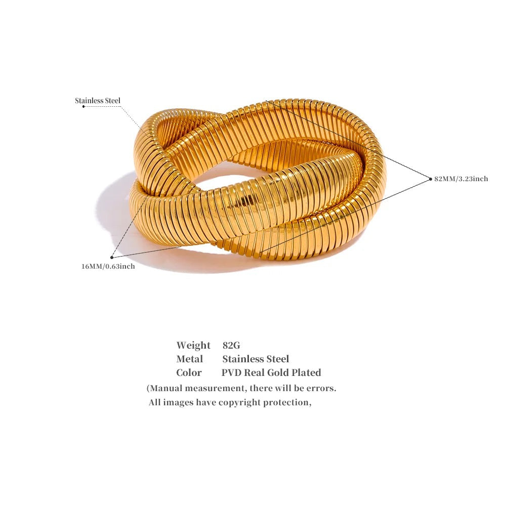 Geometric bracelet in gold-plated 316L stainless steel.
