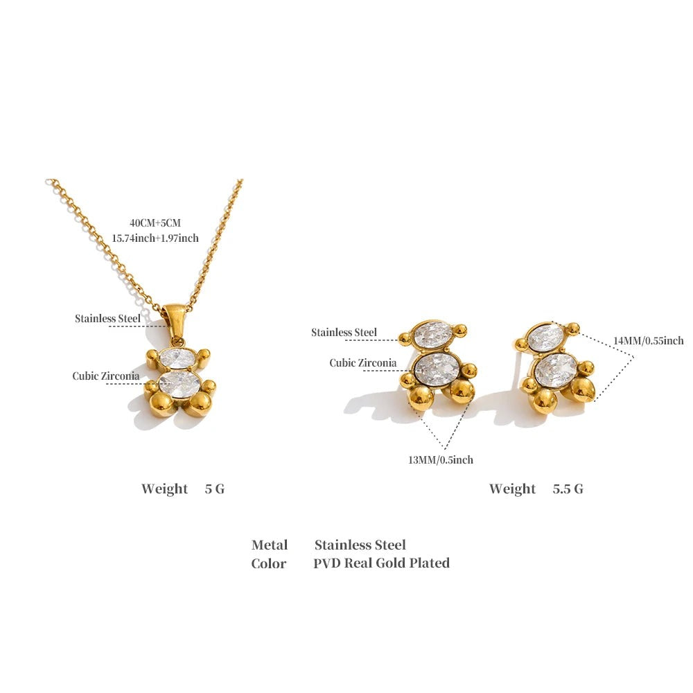 Cubic Zirconia Geometric Earrings — Gold-Plated Stainless Steel with Cubic Zirconia · PS1449