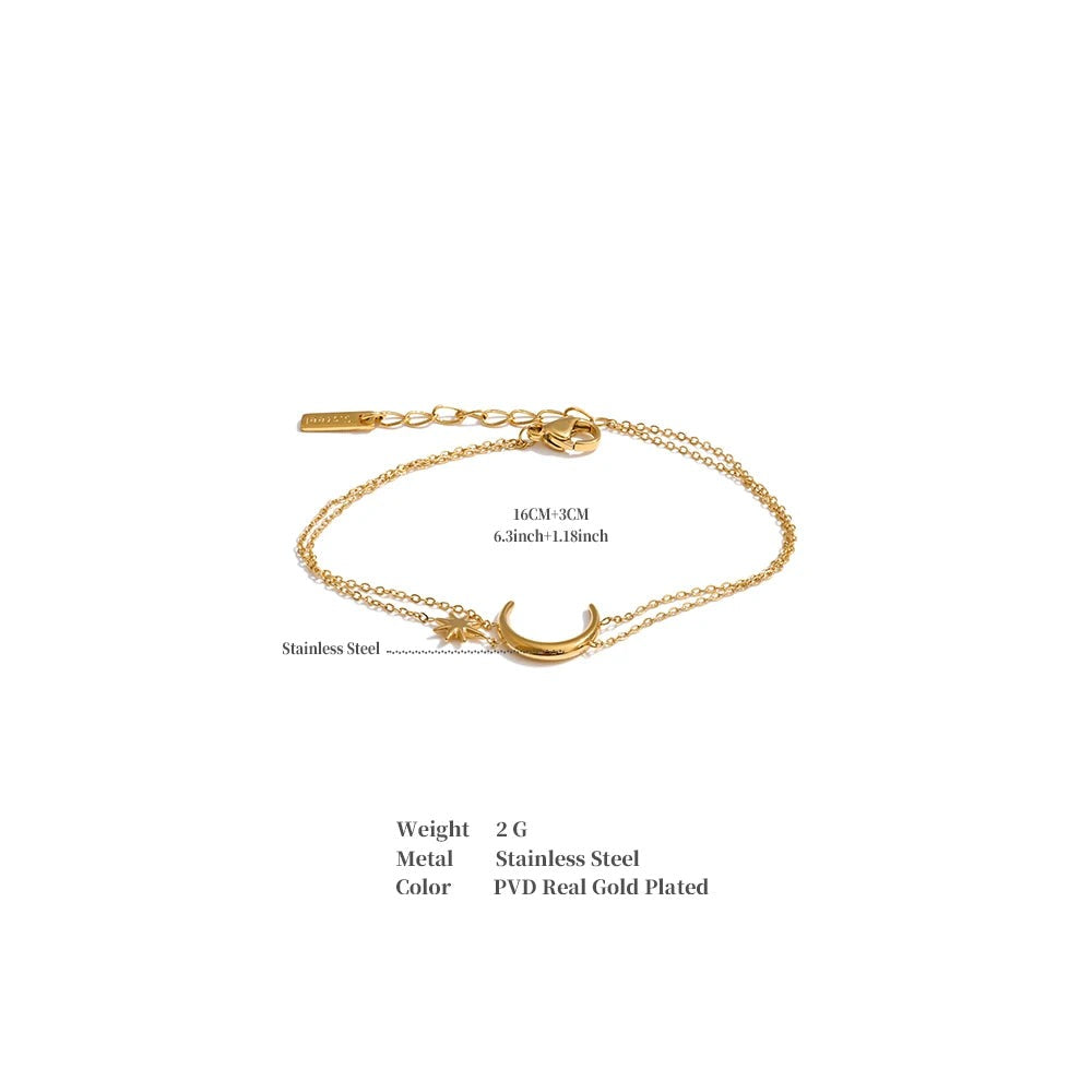 Moon Sun Chain Bracelet — Gold-Plated Stainless Steel · PS1073