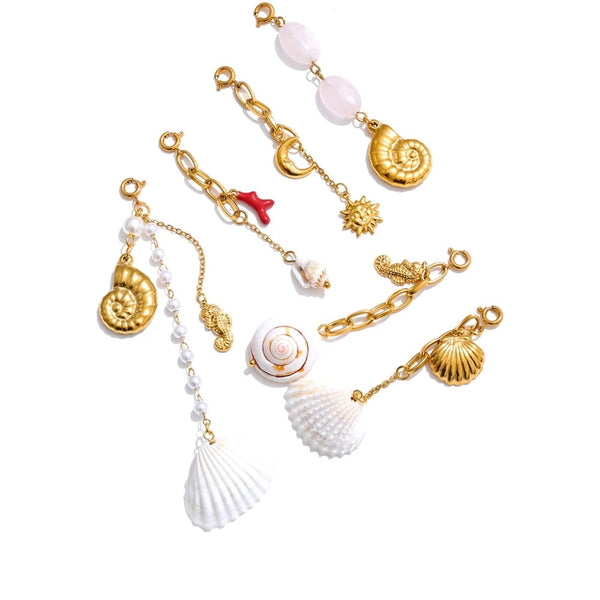 Gold-plated stainless steel piece of jewelry with seashell charms.