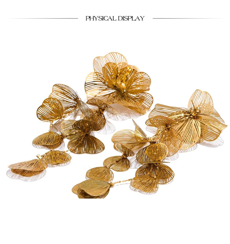 Flower Earrings — Gold-Plated Stainless Steel · PS2148