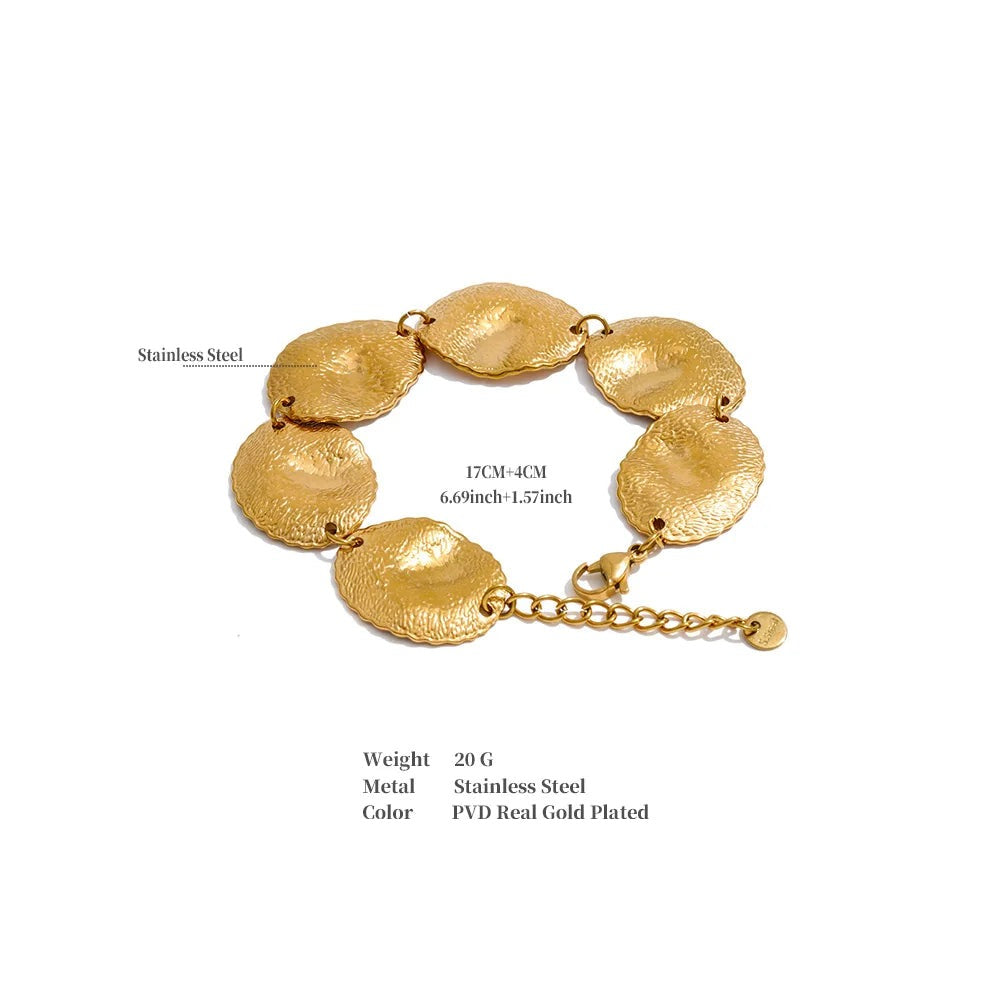 Hammered Geometric Bracelet — Gold-Plated Stainless Steel · PS1343