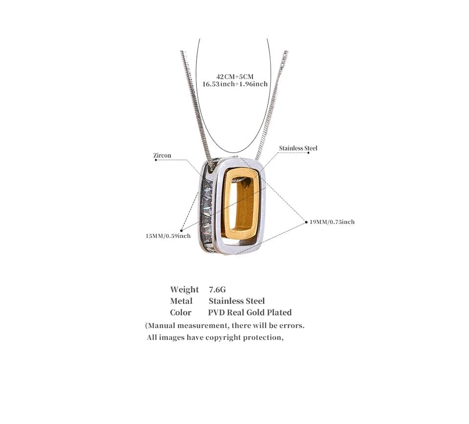 Geometric layered necklace in gold-plated 316L stainless steel.