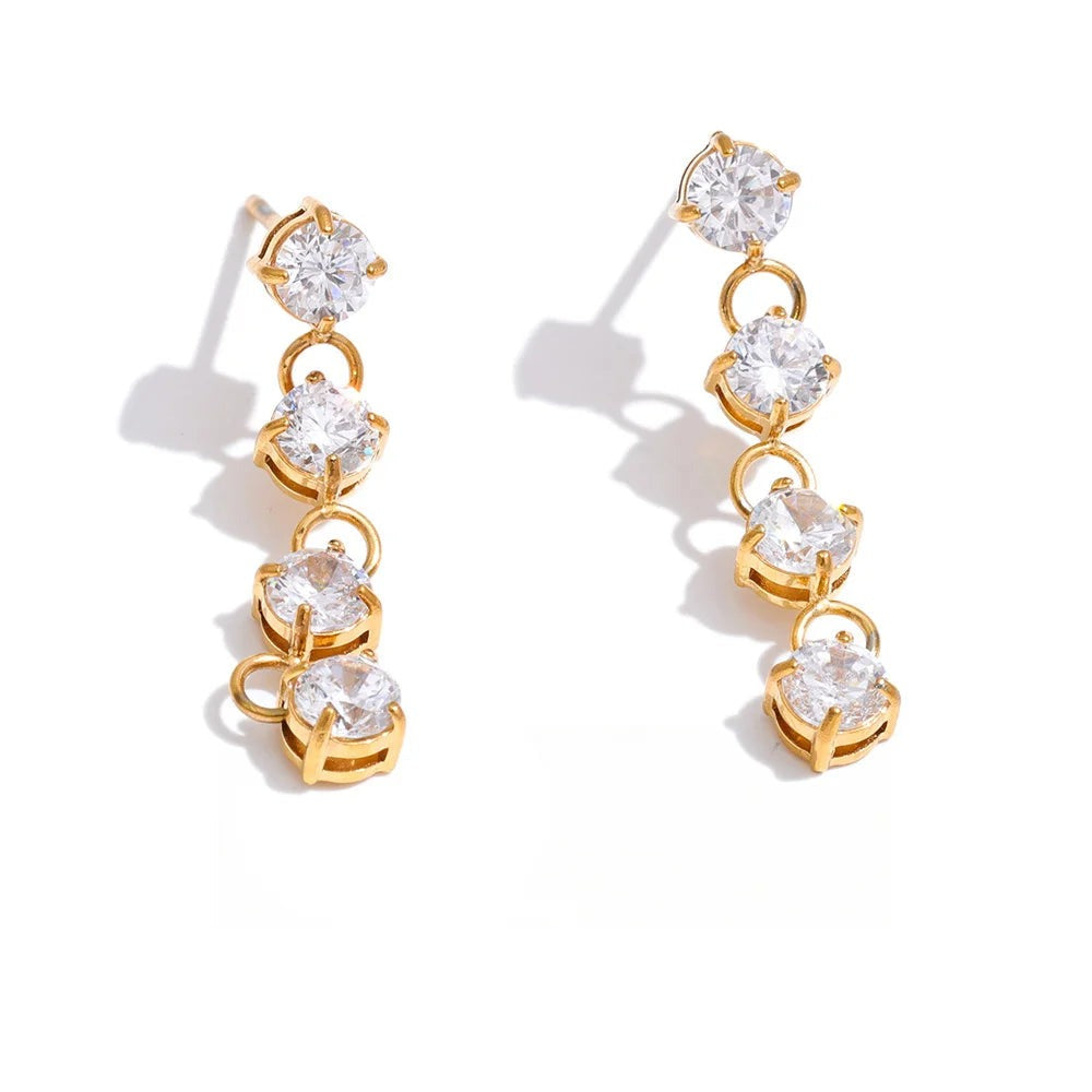 Gold-plated stainless steel earrings with cubic zirconia.