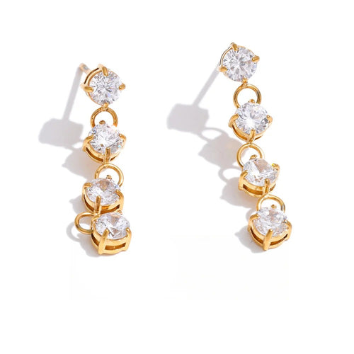 Gold-plated stainless steel earrings with cubic zirconia stones.