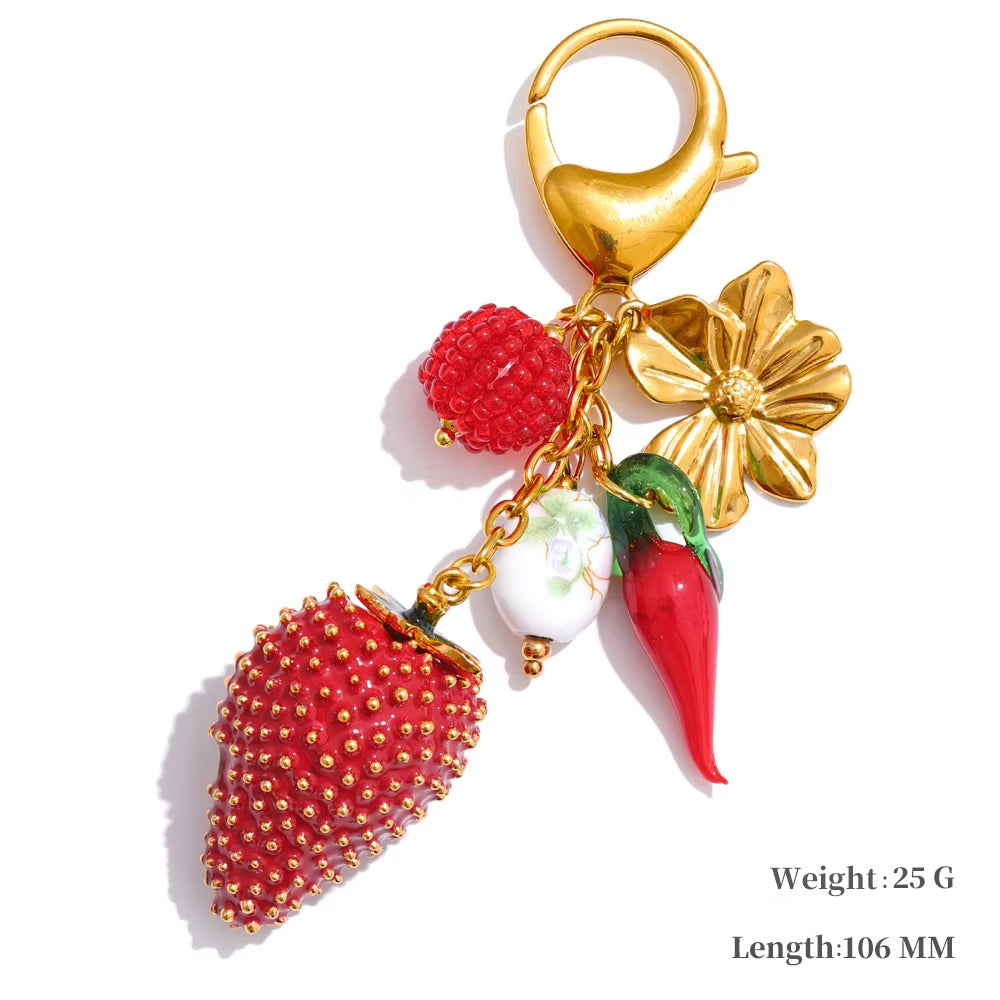 Red resin enamel necklace in gold-plated stainless steel with resin and enamel.