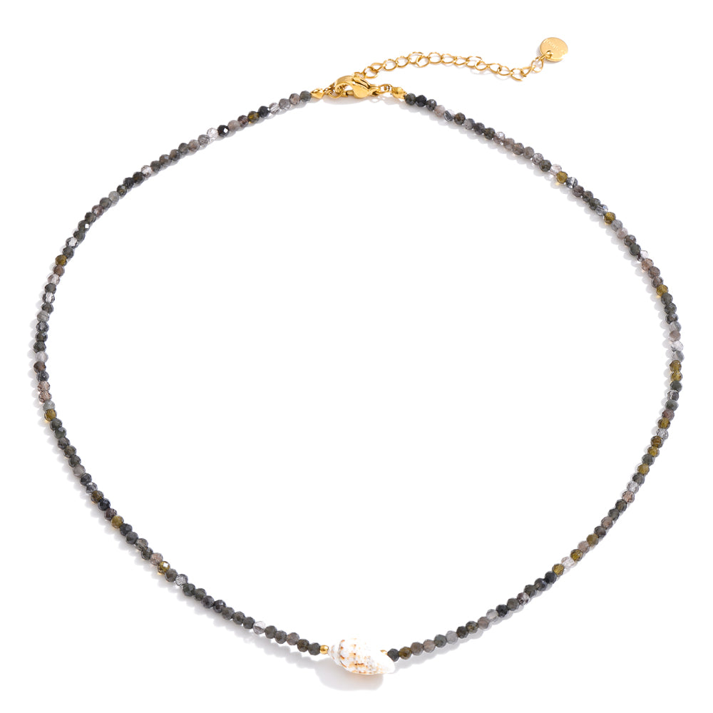 Crystal geometric necklace in gold-plated stainless steel with crystal.