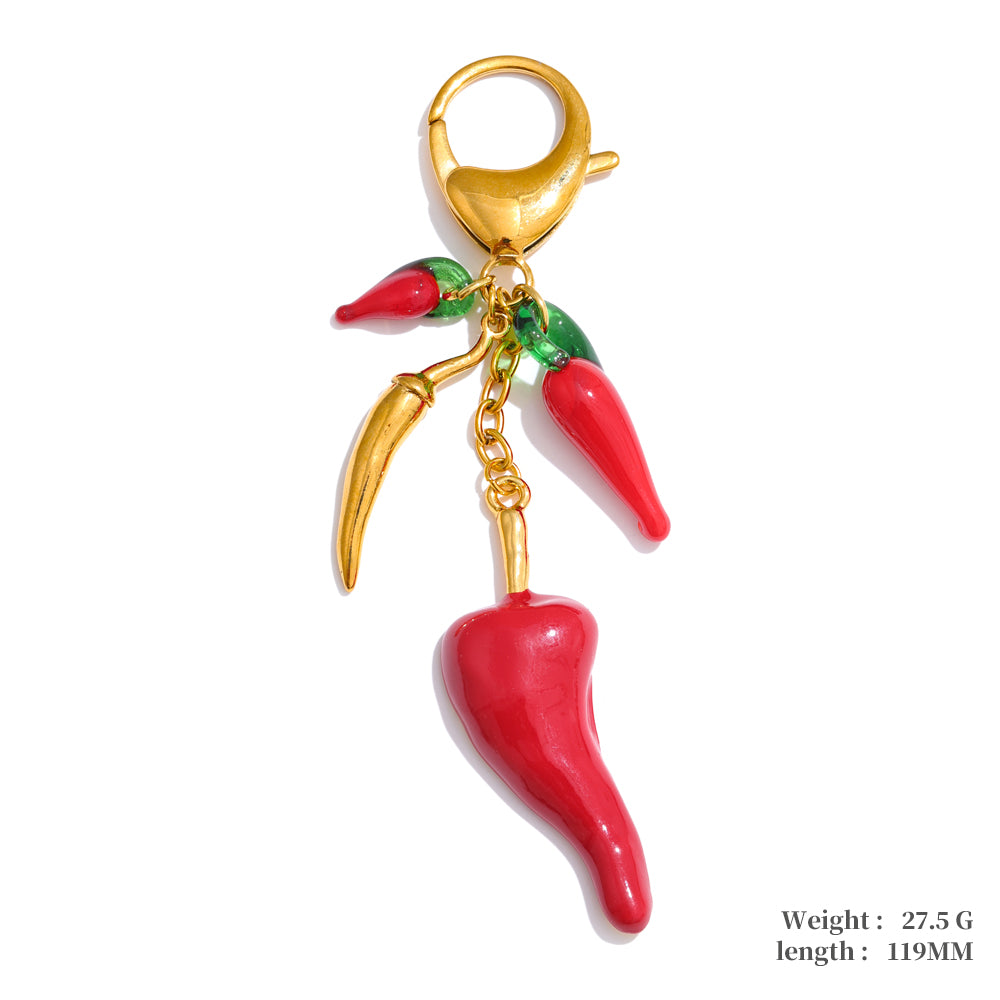 Red resin enamel necklace in gold-plated stainless steel with resin and enamel.